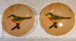 Olasz madaras üvegtányér, 2 db egyben,  reggeliző, desszertes, ÚJ