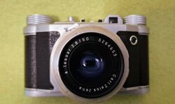 Altix vintage mechanikus fényképezőgép bőrtokjában, az eredeti dobozával.