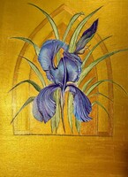 Iris doré, olaj, 36x46 cm. keretben