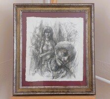 Károlyi András grafika  51x57 cm kerettel