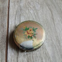 Érdekes régi ezüstözött hamuzó dobozka (4,8x1,3 cm)