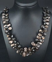 Mesés barna zafír collié, nyakék 14 karátos arany zárral- új