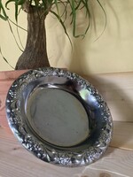 Gyönyörű régi ezüst színű tálca KÍNÁLÓ 20,5x20,5 cm!
