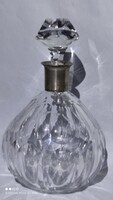 Vintage ezüst peremes jelzett kristály likőrös üveg elegáns likőrös palack
