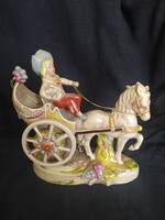 Barokk stílusú német porcelán figura, hibátlan, jelzett, 20 cm