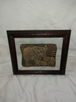 "Elefántok" üveglapra szerelt falikép   L