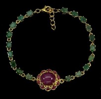 Valodi Smaragd Rubin 925 Ezust 14k Sárga Arany Karkötő