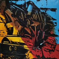 Baján Ildikó festmény 50 x 50 cm. Kozmikus emlék.