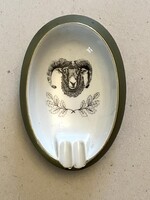 BORSODI ERDŐ, MISKOLC, KOS FEJJEL DÍSZÍTETT HOLLÓHÁZI VADÁSZ PORCELÁN HAMUTÁL