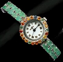 925 Ezüst Ékszeròra Smaragd és Turmalin