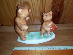 Bodrogkeresztúri Labdázó medve pár porcelán macik