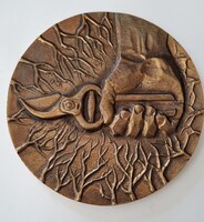 Mohácsy Mátyás Kertbarát Klub Orosháza  bronz emlék plakett 1983   RL  szignóval  , tokban  9,8 cm