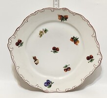 Hollóházi színes gyümölcsmintás süteményes porcelán tányér (3525)