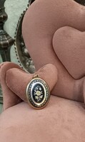 Antik Aranyozott Tula Ezüst Fényképtartó Medál