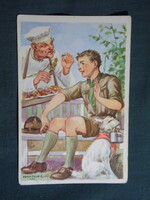 Képeslap,Cserkész,Márton Lajos grafika,Cserkész levelezőlapok kiadás,Budapest,1938-