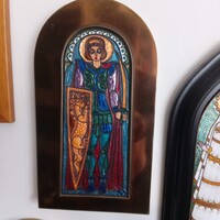 SZENT GYÖRGY/a "sárkányölő"/ -KOVÁCS ERZSÉBET TŰZZOMÁNC KÉP!