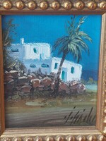 Meditterán táj - 1 emeletes ház 2 pálmával