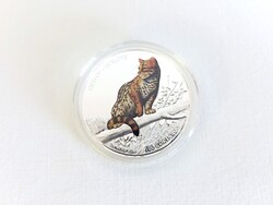 1 unciás ezüst érme, ocelot minta, fa érmetartó doboz, Nicaragua, 2018