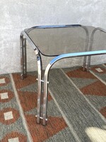 ELEGÁNS KRÓM DESIGN DOHÁNYZÓASZTAL FÜST SZÍNŰ ÜVEGLAPPAL 65 X 65 X 45 CM