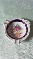 PM német aranyozott porcelán hamutartó GDR virágmintás hibátlan