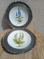 Porcelán betétes tányér  botanikai 2db.Bavaria. Alkudható.