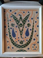 Dombay Győző: Síró arc kollázs vegyes technika farost lemezen Jelzetlen