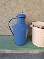 Hibátlan Zománcozott Zománcos  kék Ceglédi kanna kanta nosztalgia paraszti dekoráció dísznek falusi