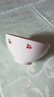 Alföldi porcelán cseresznyés, piros szélű műzlis tál,  hibátlan