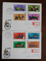 FDC pár 1970. Autó (I.) - Az autó története bélyegsorral - ajánlott ragjeggyel