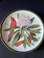 Csodaszép   Kardinális pinty  porcelán tányéron