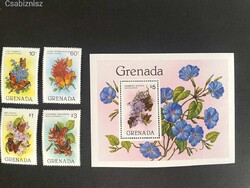 Grenda virágok lepkék postatiszta 1982