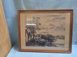 A1321 Görög Rezső Köröspart rézkarc 51x42, 38x32