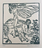 Tichy Gyula (1879-1920): Szeszély és akarat, linómetszet, 1915