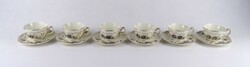 1V953 Zsolnay búzavirág mintás 6 személyes porcelán kávéskészlet Douwe Egberts Omnia felirattal