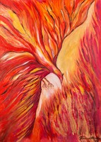Főnix/ Phoenix Méret: 60x50cm Technika: Vászon, akril