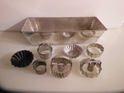 SÜTŐFORMA - 11 db - 30 x 11,5 x 7 cm -  6 x 6 cm - 3 x 5 cm  - CSEHSZLOVÁK - RETRO - HIBÁTLAN