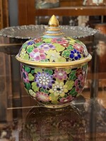 BENJARONG MALAJZIAI FESTETT, FEDELES PORCELÁN ÉKSZERTARTÓ TÁL 11 CM