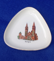Aquincum aranyozott porcelán szuvenír - Szeged nyaralási emlék 1960 körül