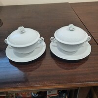 2 db Fehér Herendi porcelán leveses csésze + alj + tető