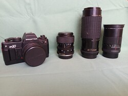 Praktica BX20 fényképezőgép vakuval és objektívekkel eladó