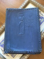 RETRO NYOMOTT BŐR KÖNYVBORÍTÓ