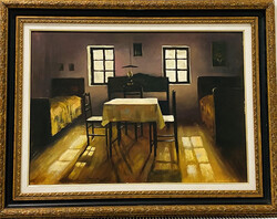 Hornyik Zoltán festmény 50x70 cm, kerettel: 69x89 cm