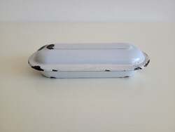 Vintage Enamel Lid Shaving Mug Toothbrush Holder White Enamel Old Bathroom Toiletry Item