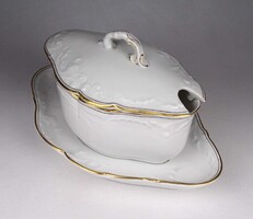 1W790 Antik fedeles porcelán mártásos tál