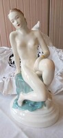 Gránit Donner Gertrúd akt fajansz szobor, 1930 körüli