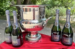 Ritka, 4 palackos vintage Medici típusú ezüstözött pezsgőhűtő a Charles Heidsieck Champagne-háztól