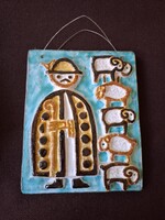 Borsódy Ágnes fali kerámia - Juhász a nyájával