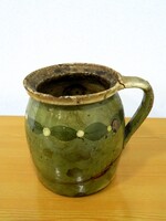 Nagyon régi népi mázas kerámia lekváros bödön