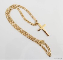 316L,ORVOSI ACÉLBÓL KÉSZÜLT A MEGUNHATATLAN FIGARÓ LÁNCON RAGYOGÓ KERESZT MEDÁL.