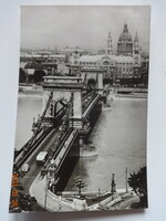 Régi képeslap: Budapest, Lánchíd, 1965